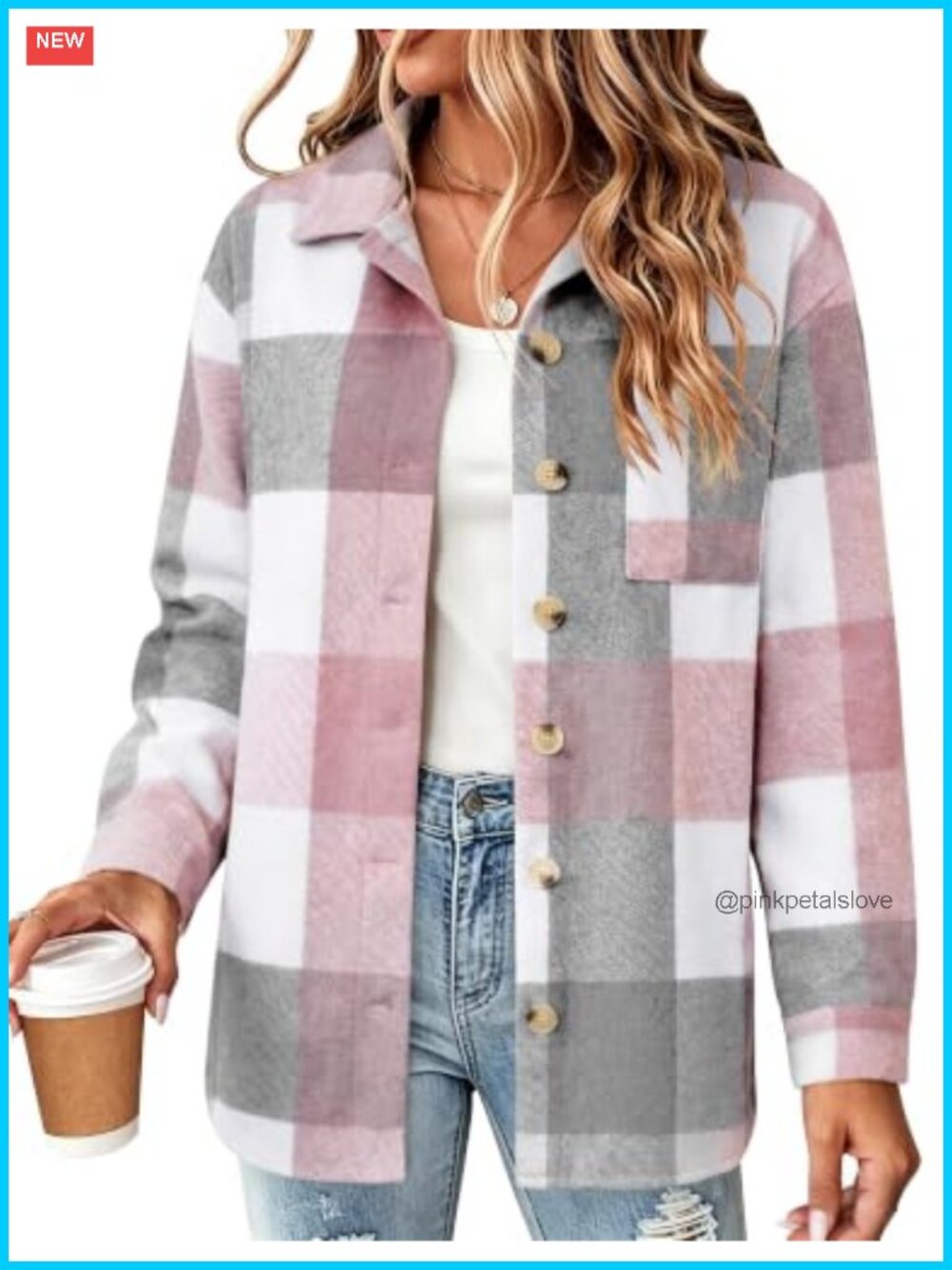 Zeagoo Women's Flannel Shacket Plaid Button Down Long Sleeve Shirt